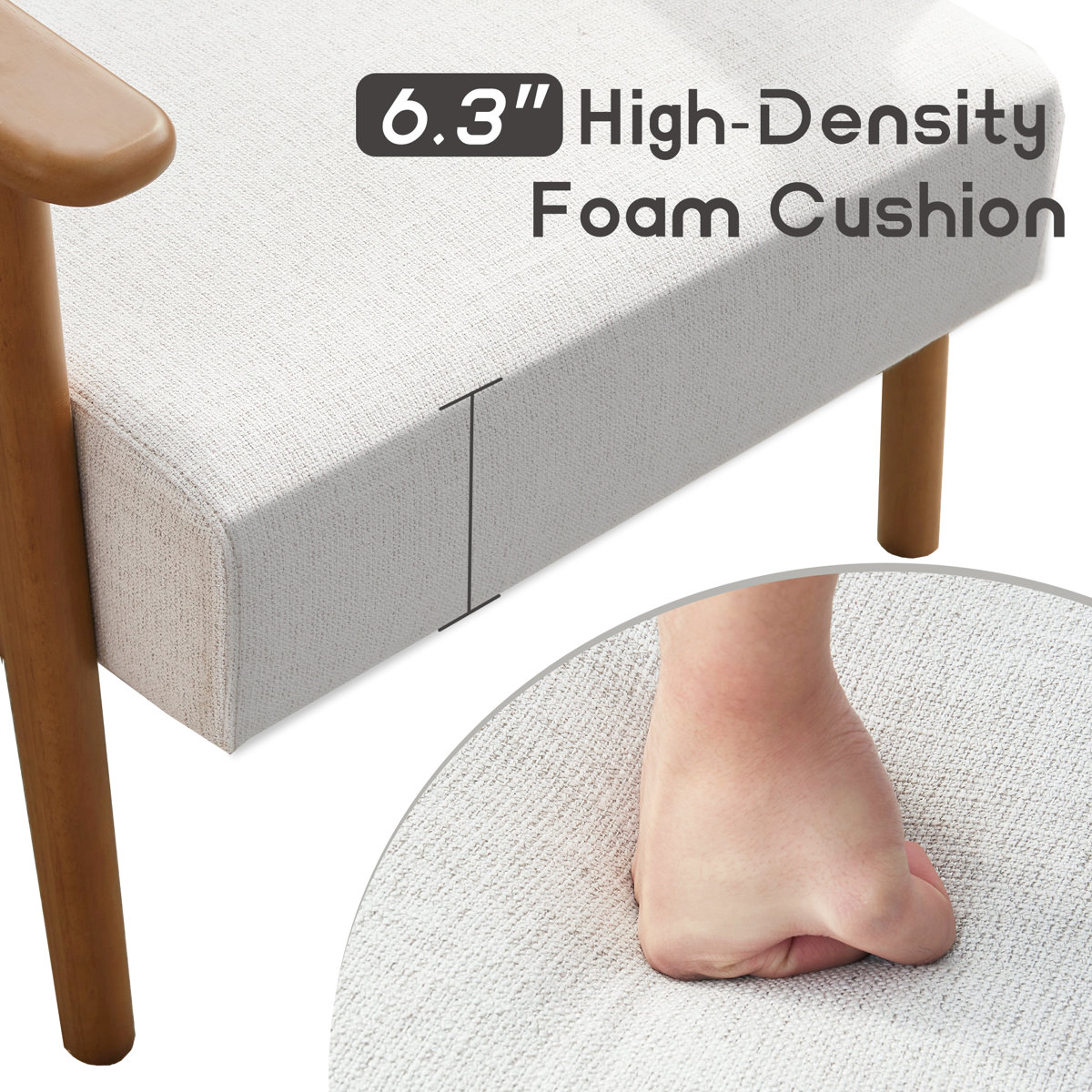 Herrot Modern Upholstered Armchair Solid Wood Accent Chair With Ottoman